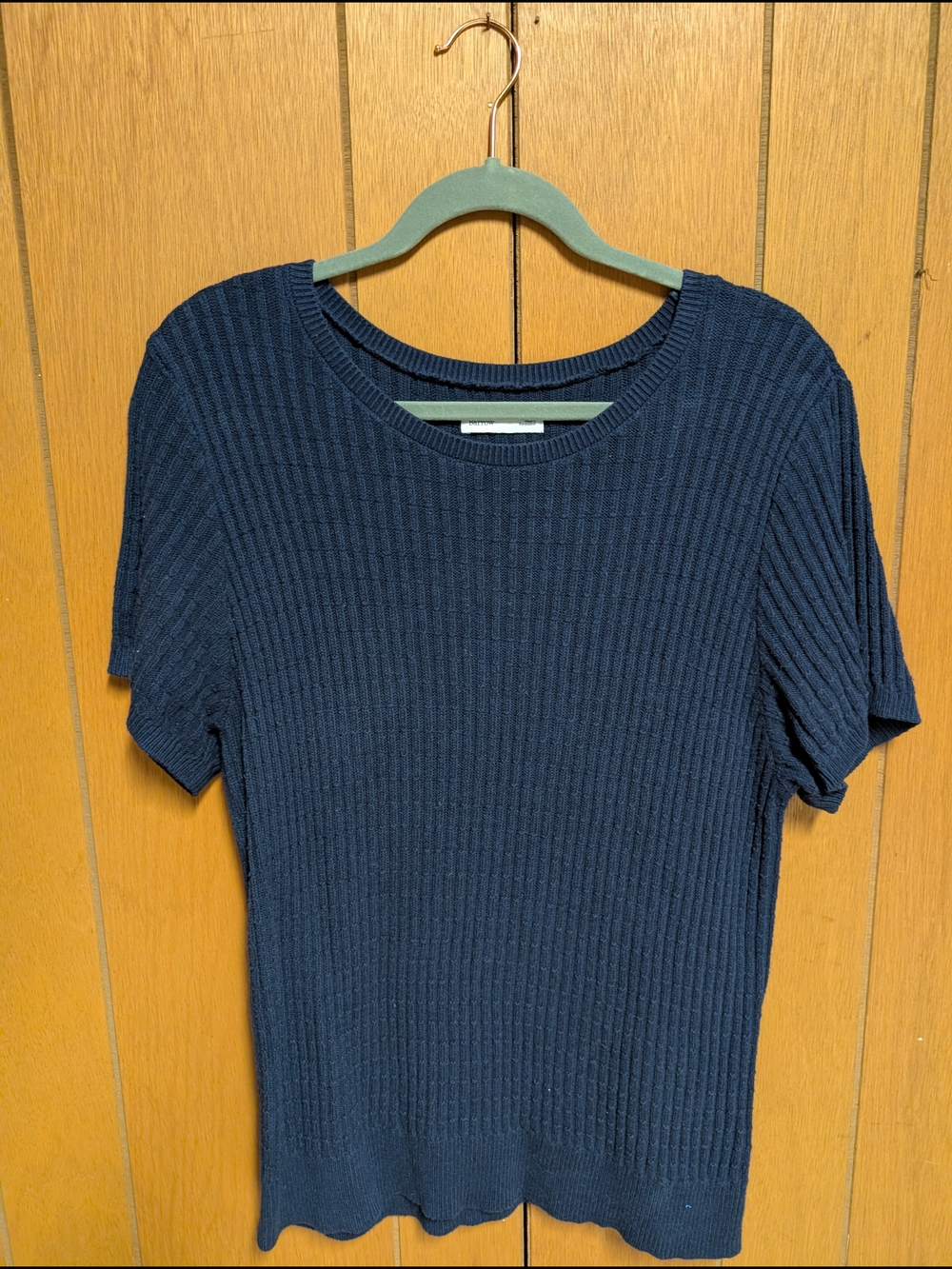croft & barrow Navy Ribbed Short Sleeve Knit Top